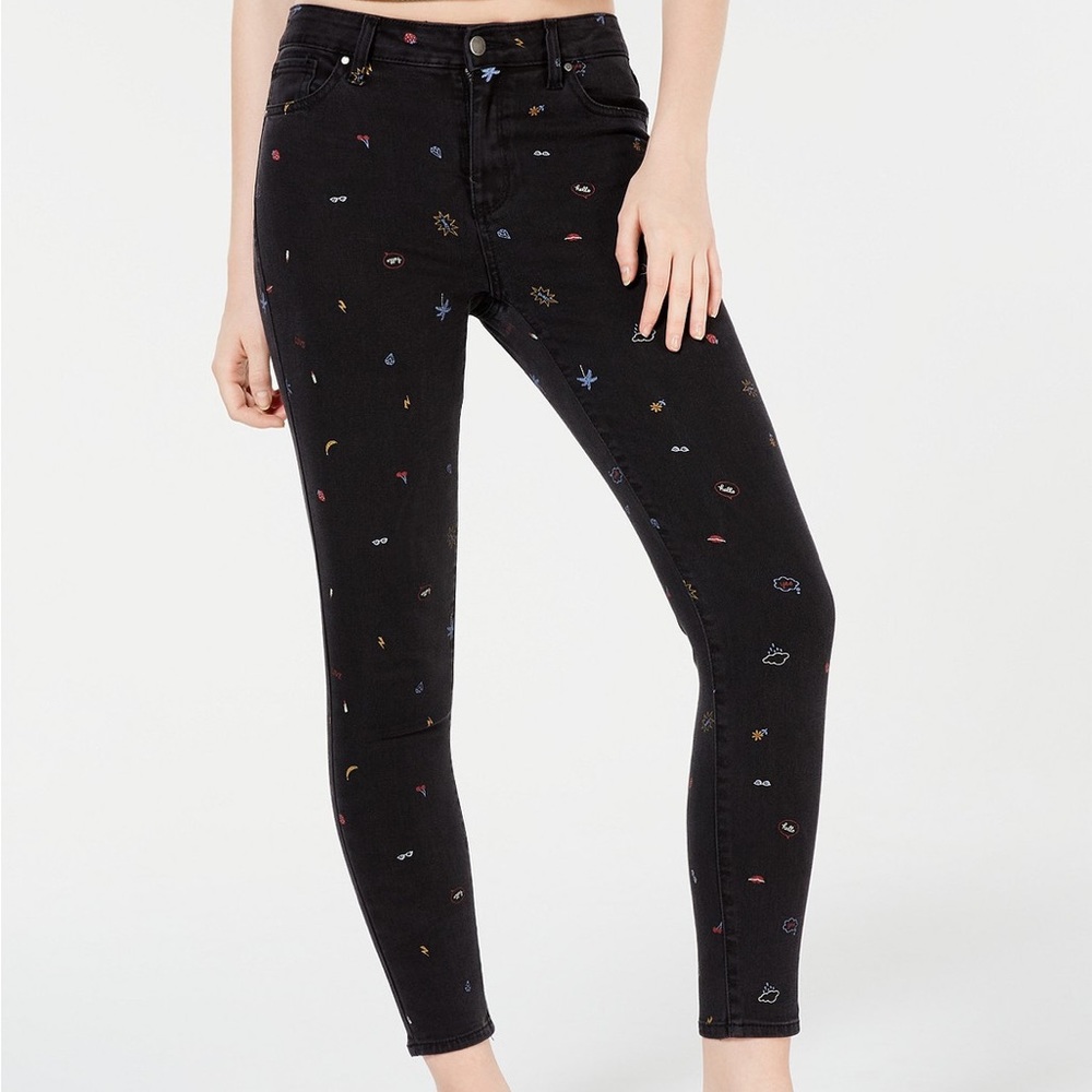 Tinseltown Mid-Rise Skinny Graphic Print Jeans